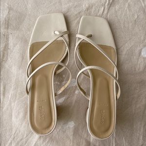 Aeyde strappy ecru cream sandal heel New